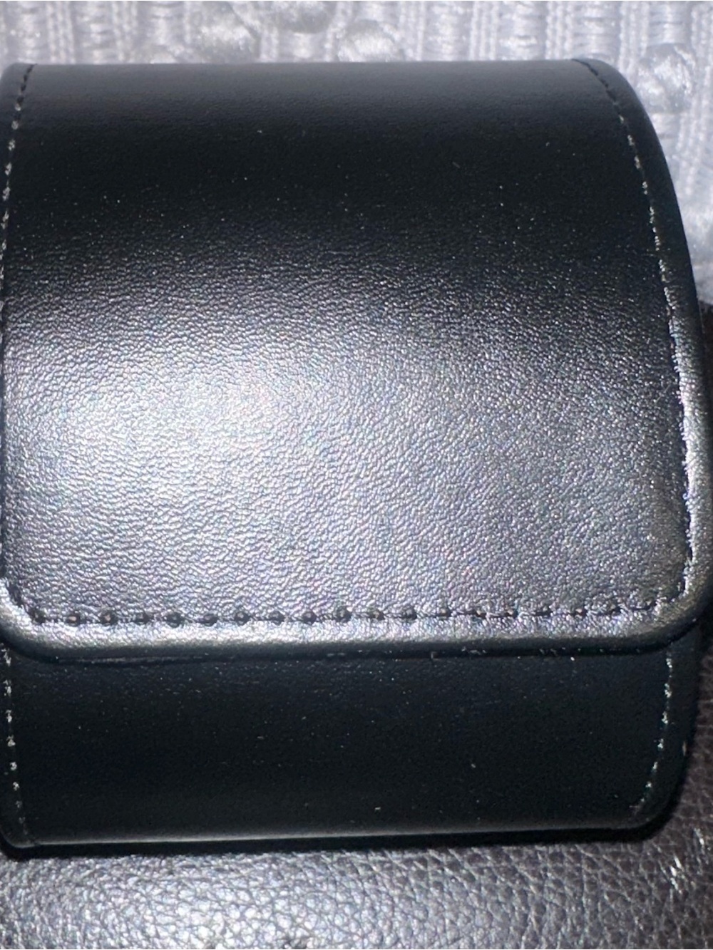 Premium Black Leather Single Travel Watch Case - Picture 2 of 6